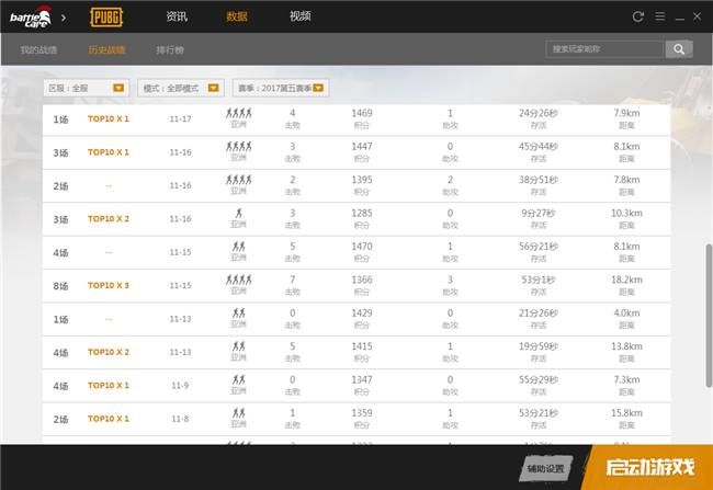 《战场助手》排行榜全服排行TOP10玩家战绩